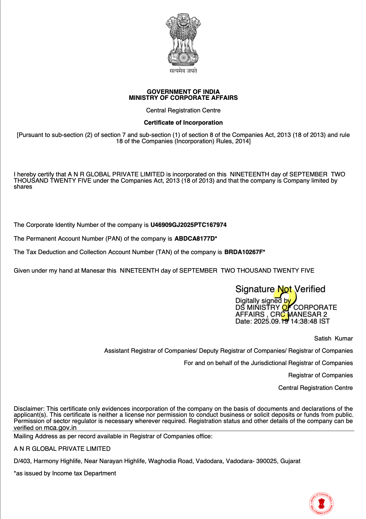 ISO 14001 Certificate